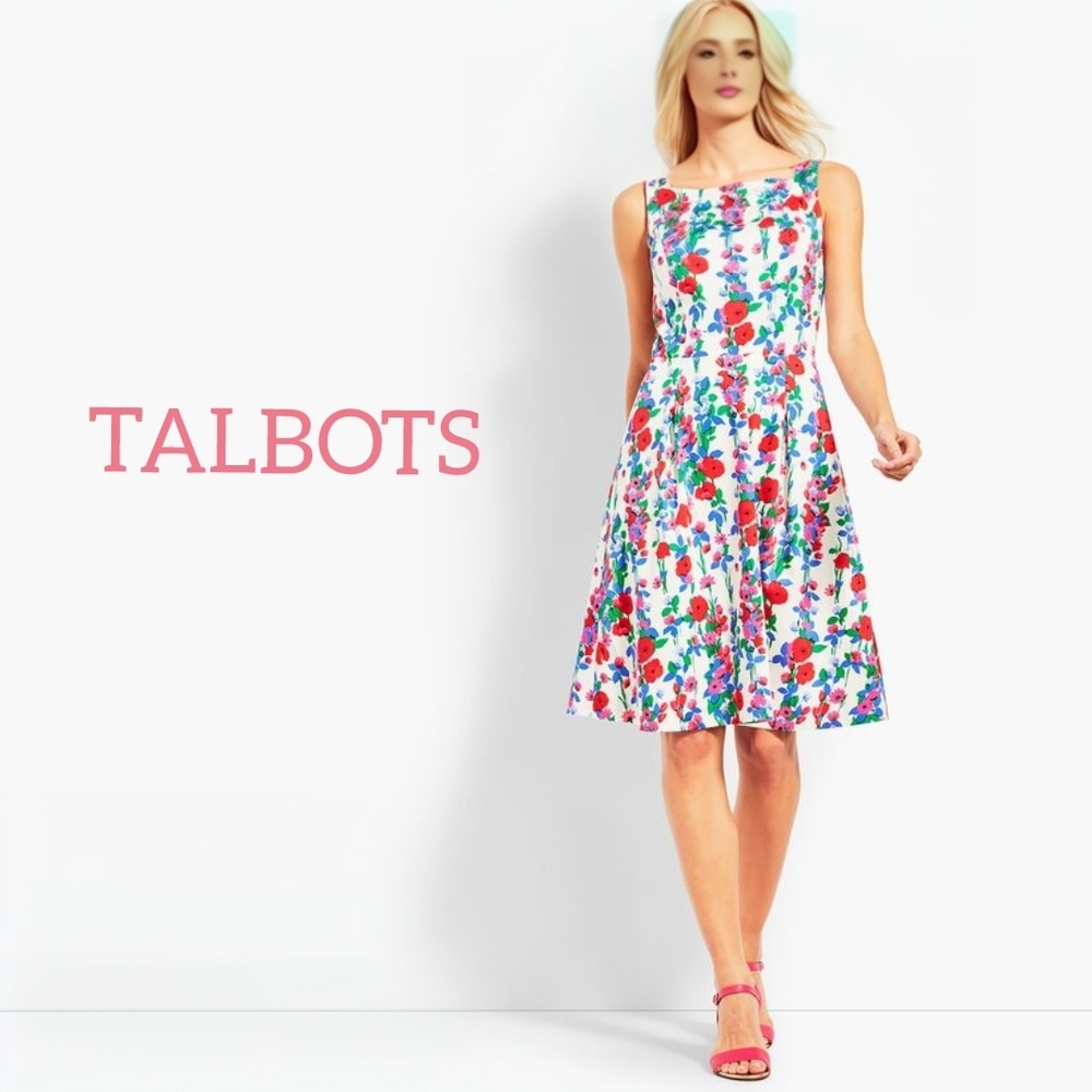 Talbots Trellis Floral Fit-and-Flare Dress